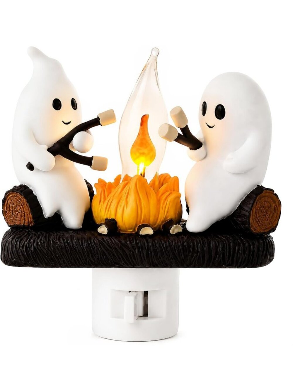 Spooky Ghost Campfire Night Light - Flickering Flame Wall Decor for Halloween